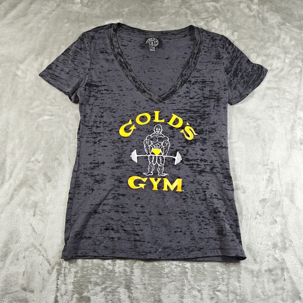 Vintage Golds Gym Shirt Women Large Weightlifting V Neck Bodybuilding Gym Y2K